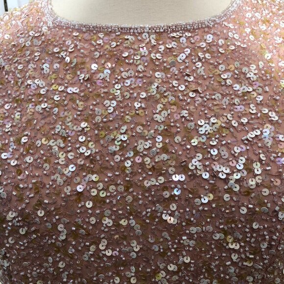 Vintage Beaded Sequined Pink Silk Blouse XL - Picture 13 of 14